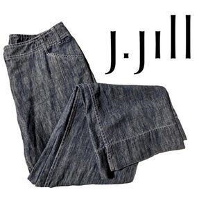 J. JILL Women’s Size 10 Blue Linen Blend Wide Leg Chambray Trousers